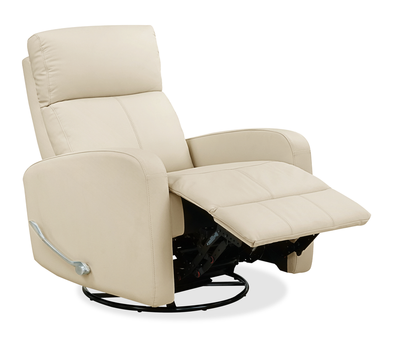 Fauteuil pivotant, coulissant et inclinable Asher de 31.5 po en cuir véritable - beige