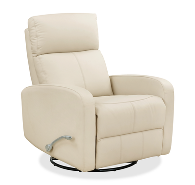 Asher 31.5" Genuine Leather Swivel Glider Reclining Chair – Beige | Fauteuil pivotant, coulissant et inclinable Asher de 31.5 po en cuir véritable - beige