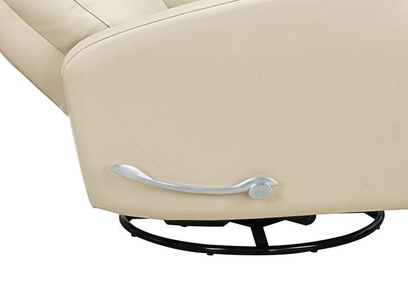Fauteuil pivotant, coulissant et inclinable Asher de 31.5 po en cuir véritable - beige
