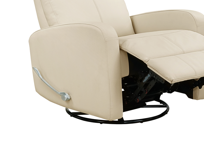 Fauteuil pivotant, coulissant et inclinable Asher de 31.5 po en cuir véritable - beige
