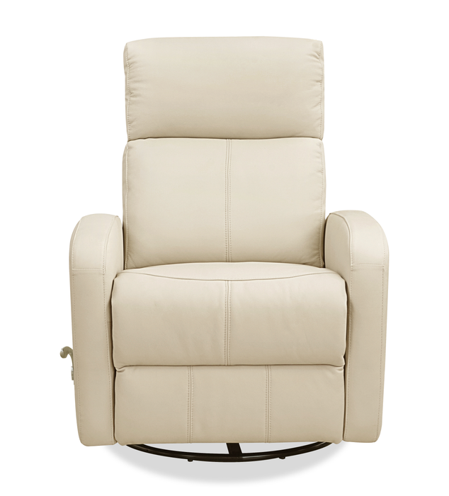 Fauteuil pivotant, coulissant et inclinable Asher de 31.5 po en cuir véritable - beige