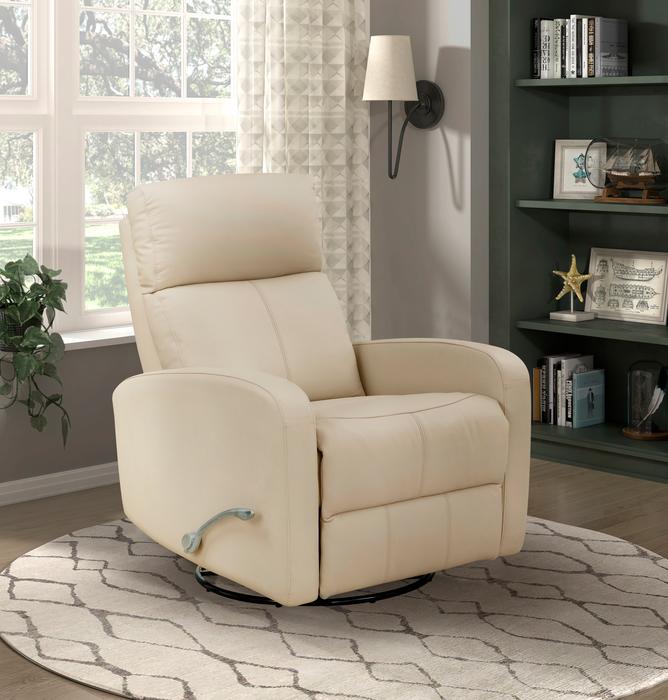 Fauteuil pivotant, coulissant et inclinable Asher de 31.5 po en cuir véritable - beige