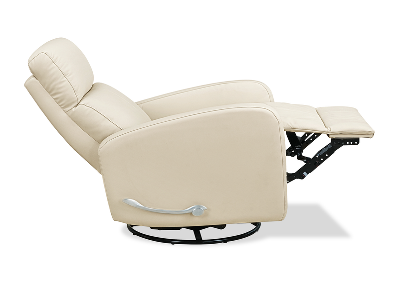 Fauteuil pivotant, coulissant et inclinable Asher de 31.5 po en cuir véritable - beige