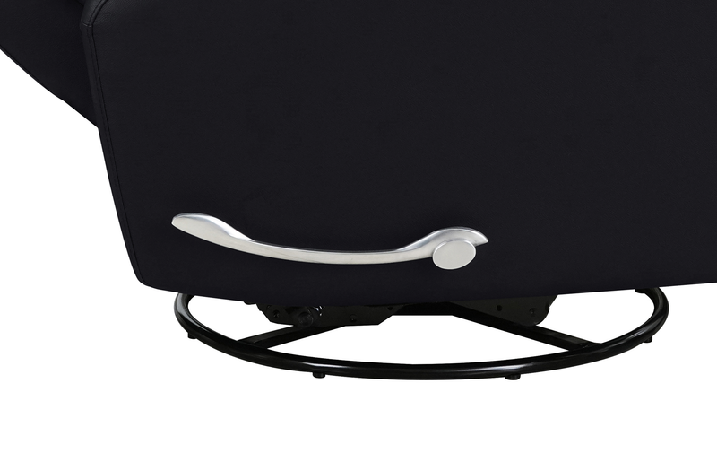 Fauteuil pivotant, coulissant et inclinable Asher de 31.5 po en cuir véritable - noir
