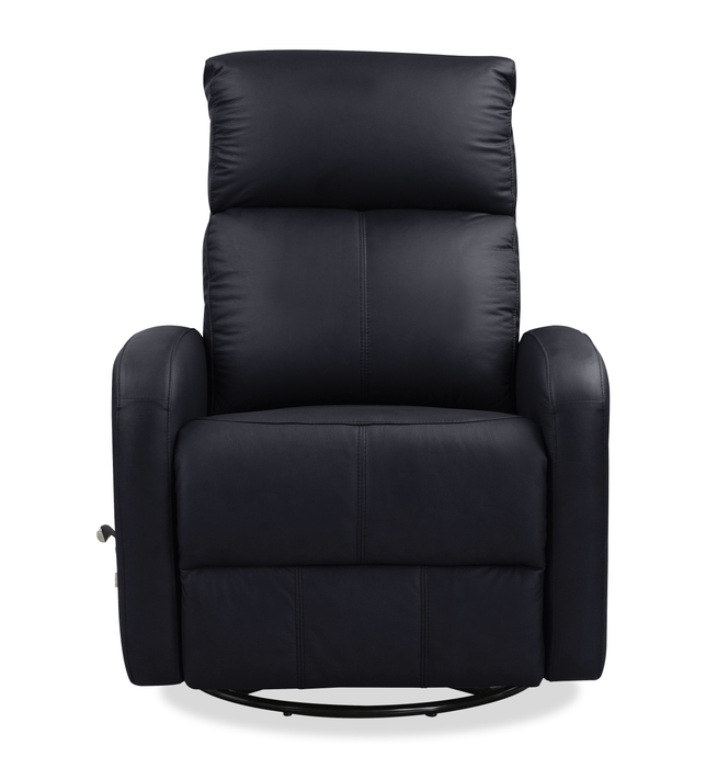 Fauteuil pivotant, coulissant et inclinable Asher de 31.5 po en cuir véritable - noir