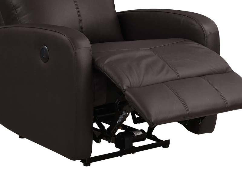 Fauteuil à inclinaison électrique Asher de 31.5 po en cuir véritable - brun foncé