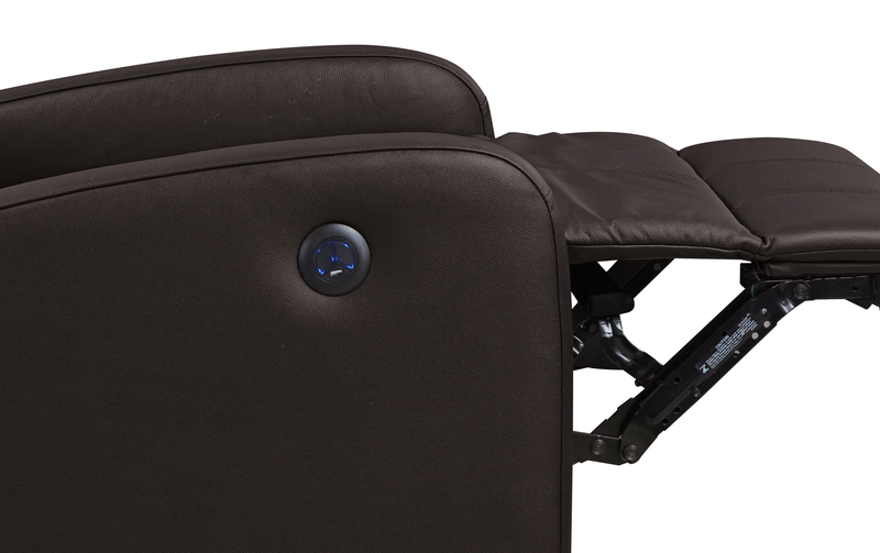Fauteuil à inclinaison électrique Asher de 31.5 po en cuir véritable - brun foncé