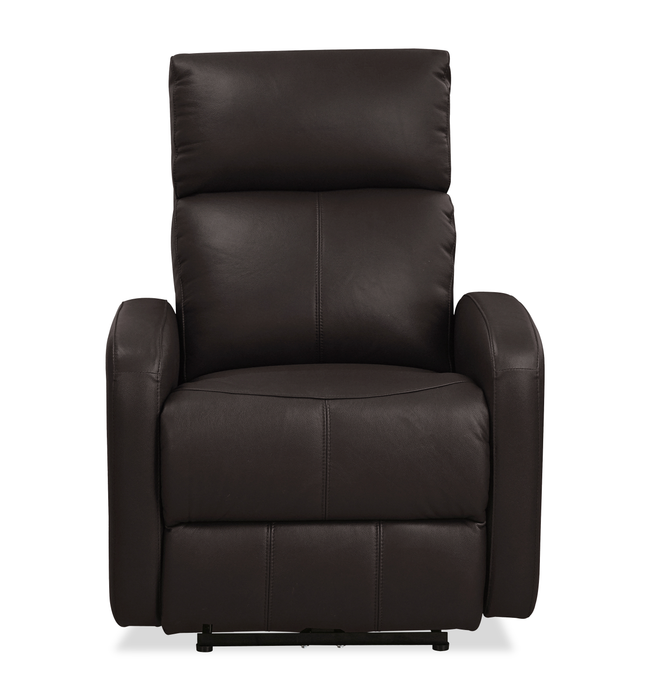Fauteuil à inclinaison électrique Asher de 31.5 po en cuir véritable - brun foncé