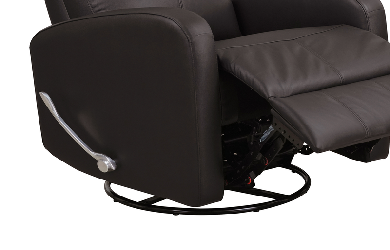 Fauteuil pivotant, coulissant et inclinable Asher de 31.5 po en cuir véritable - brun foncé