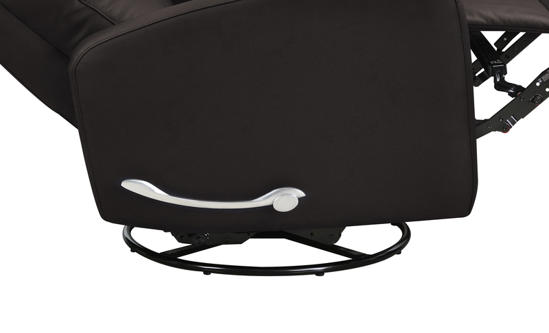 Fauteuil pivotant, coulissant et inclinable Asher de 31.5 po en cuir véritable - brun foncé
