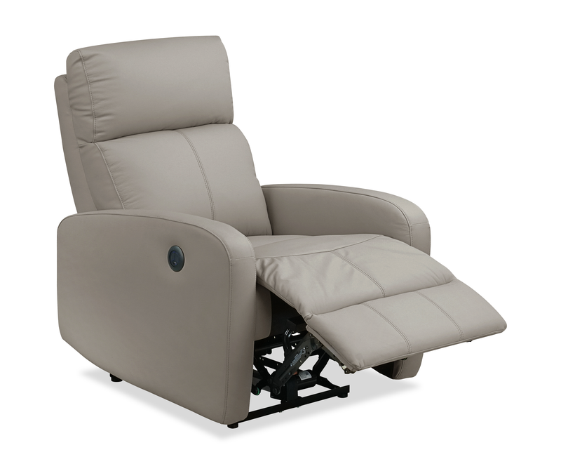 Fauteuil à inclinaison électrique Asher de 31.5 po en cuir véritable - gris clair