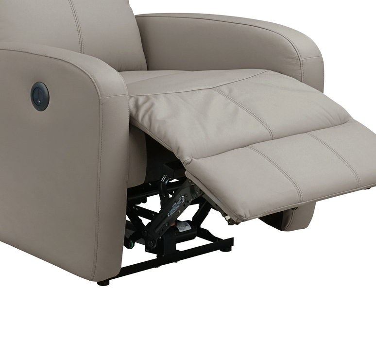 Fauteuil à inclinaison électrique Asher de 31.5 po en cuir véritable - gris clair