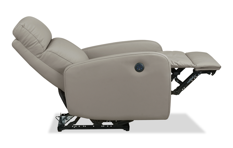Fauteuil à inclinaison électrique Asher de 31.5 po en cuir véritable - gris clair