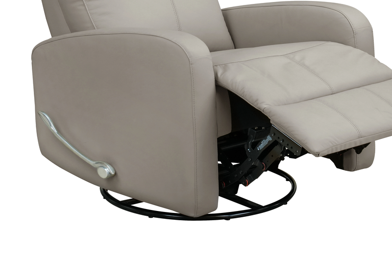 Fauteuil pivotant, coulissant et inclinable Asher de 31,5 po en cuir véritable - gris clair