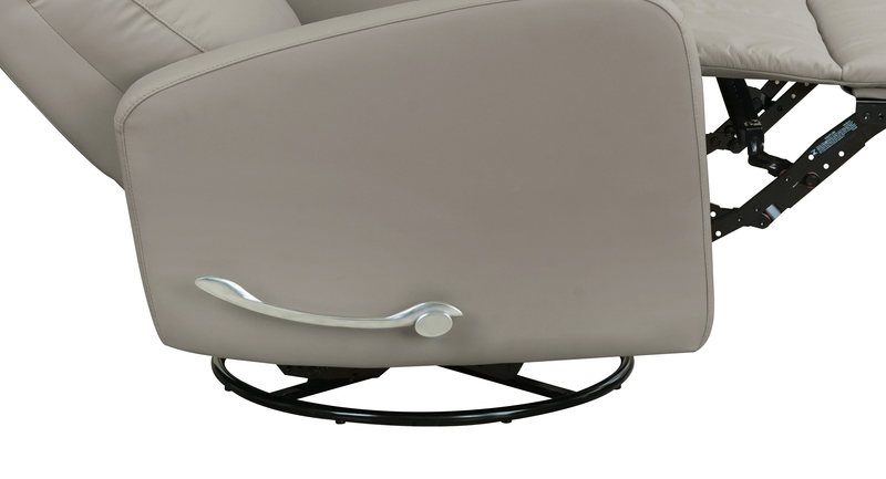 Fauteuil pivotant, coulissant et inclinable Asher de 31,5 po en cuir véritable - gris clair