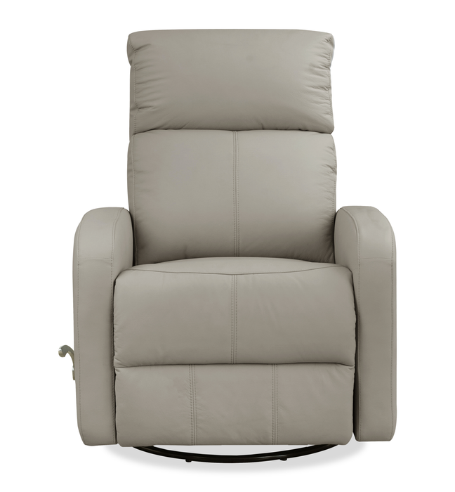 Fauteuil pivotant, coulissant et inclinable Asher de 31,5 po en cuir véritable - gris clair