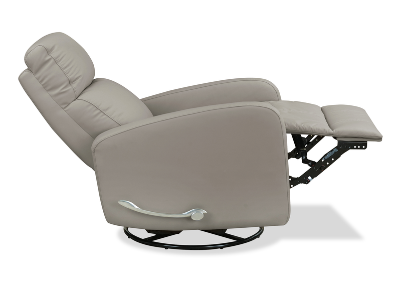 Fauteuil pivotant, coulissant et inclinable Asher de 31,5 po en cuir véritable - gris clair