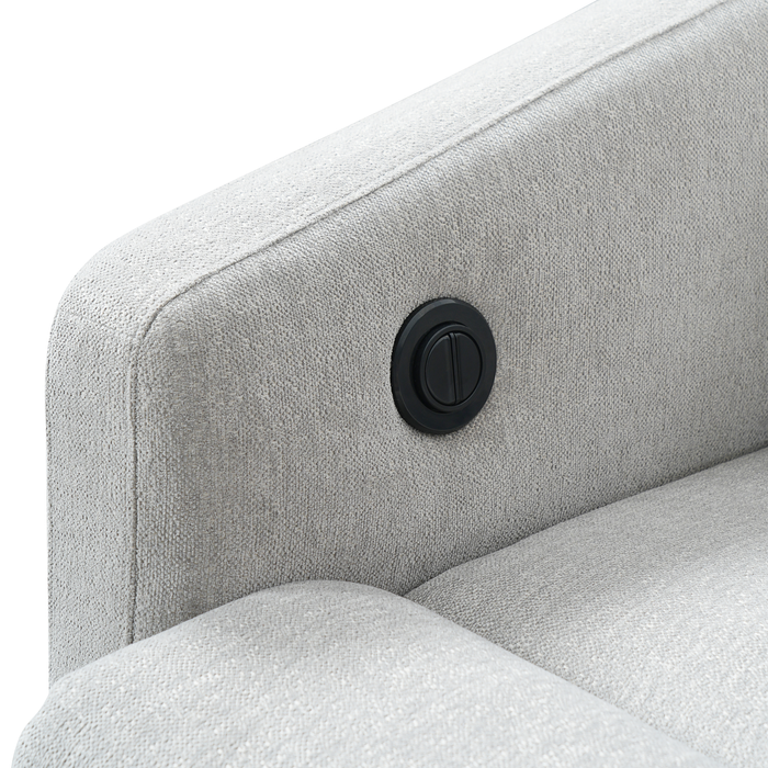 Fauteuil pivotant à inclinaison électrique Aspen de Cindy Crawford Home de 33,5 po en tissu avec repose-pieds électrique - argenté