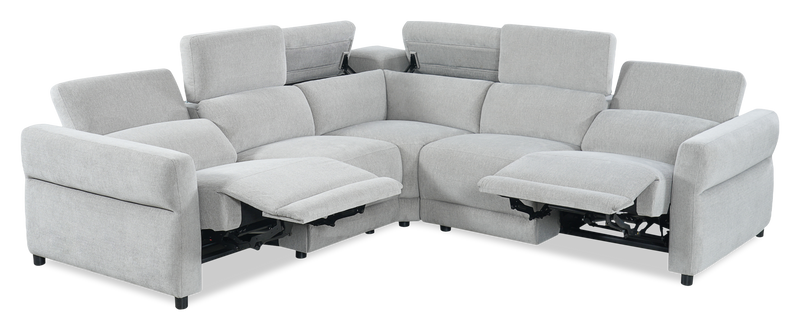 Sofa sectionnel à inclinaison électrique Aspen de Cindy Crawford Home 3 pièces avec appuie-têtes électriques et port USB - argenté