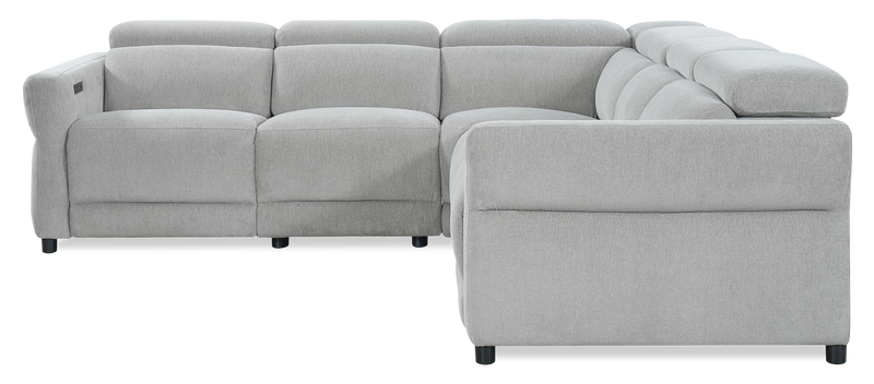 Sofa sectionnel à inclinaison électrique Aspen de Cindy Crawford Home 3 pièces avec appuie-têtes électriques et port USB - argenté
