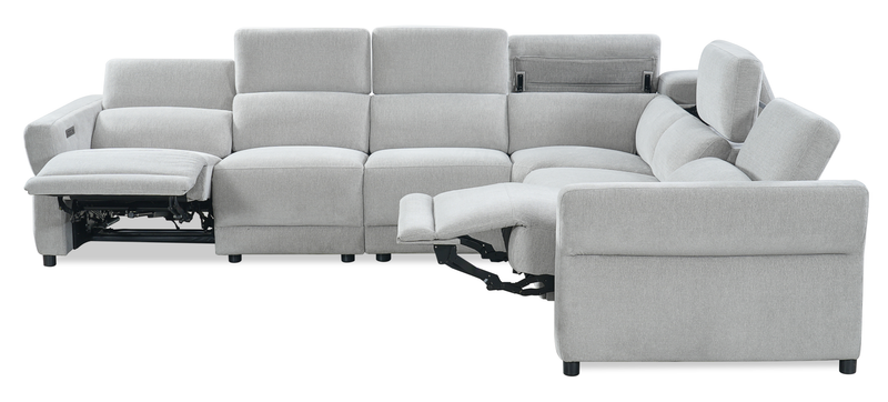 Sofa sectionnel à inclinaison électrique Aspen de Cindy Crawford Home 4 pièces avec fauteuil sans inclinable - argenté