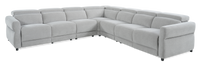 Sofa sectionnel à inclinaison électrique Aspen de Cindy Crawford Home 5 pièces avec appuie-têtes électriques et port USB - argenté