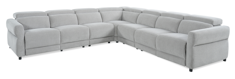 Sofa sectionnel à inclinaison électrique Aspen de Cindy Crawford Home 5 pièces avec appuie-têtes électriques et port USB - argenté
