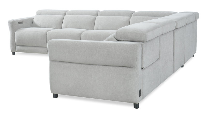 Sofa sectionnel à inclinaison électrique Aspen de Cindy Crawford Home 5 pièces avec appuie-têtes électriques et port USB - argenté