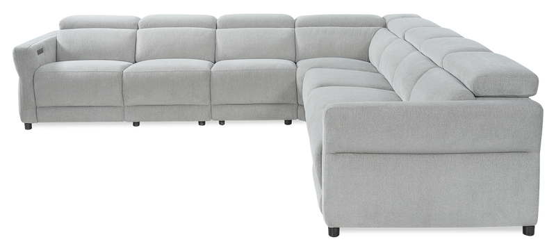 Sofa sectionnel à inclinaison électrique Aspen de Cindy Crawford Home 5 pièces avec appuie-têtes électriques et port USB - argenté