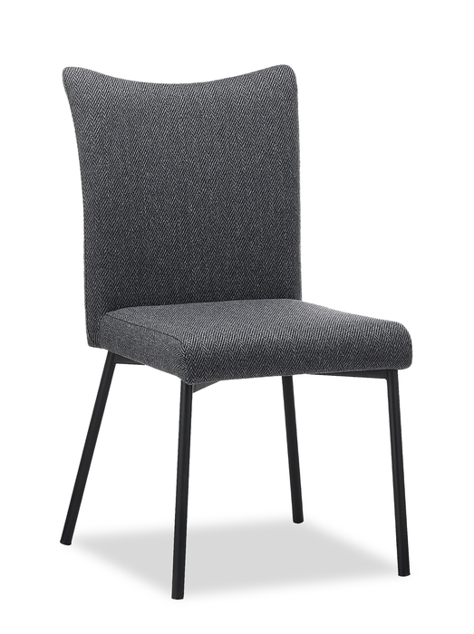 Ensemble de salle à manger Atlas 7 pièces en pierre frittée et métal avec table de 71 po (L) et 6 chaises - gris et noir