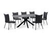 Ensemble de salle à manger Atlas 7 pièces en pierre frittée et métal avec table de 71 po (L) et 6 chaises - gris et noir