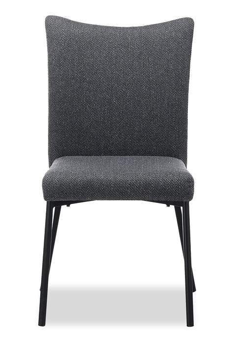 Ensemble de salle à manger Atlas 7 pièces en pierre frittée et métal avec table de 71 po (L) et 6 chaises - gris et noir