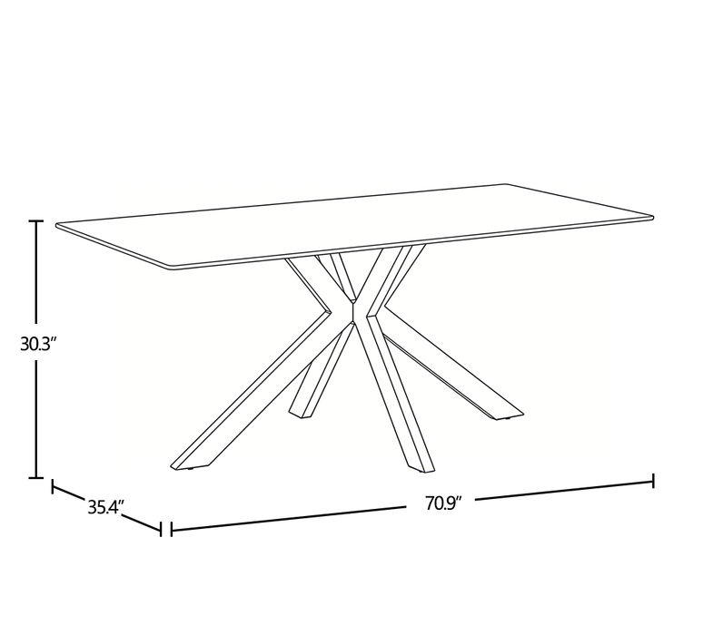 Table de salle à manger Atlas de 71 po (L) en métal avec dessus en pierre frittée - grise et noire