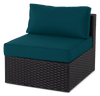 Fauteuil sans accoudoirs Barbados pour la terrasse à l’extérieur - osier en résine tressé à la main, résistant aux rayons UV et aux intempéries - noir et bleu