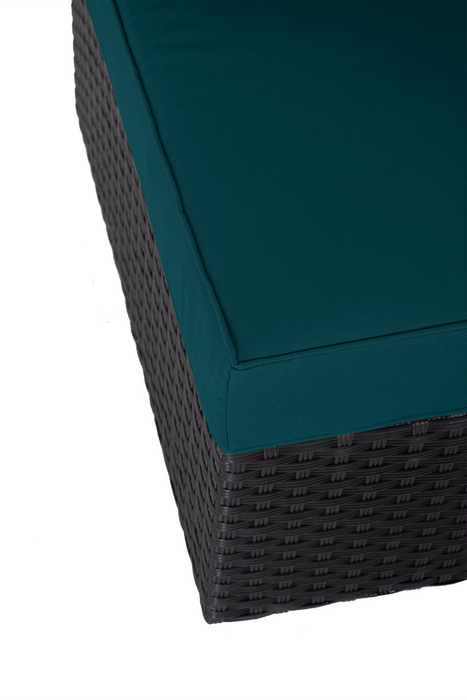 Fauteuil en coin Barbados pour la terrasse à l’extérieur - osier en résine tressé à la main, résistant aux rayons UV et aux intempéries - noir et bleu