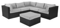 Ensemble Barbados 6 pièces pour la terrasse avec pouf - gris