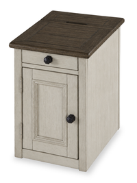 Table de fauteuil Baxter de 14 po de style champêtre avec rangement - moka