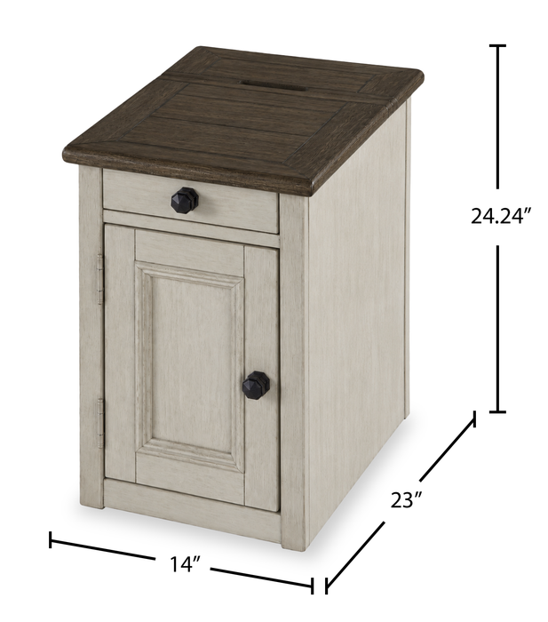 Table de fauteuil Baxter de 14 po de style champêtre avec rangement - moka