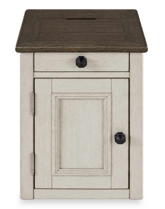 Table de fauteuil Baxter de 14 po de style champêtre avec rangement - moka