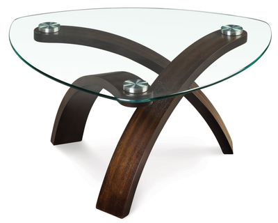 Baynes 34" Contemporary Coffee Table with Glass Top and Wood Legs - Hazelnut | Table à café contemporaine Baynes de 34 po avec dessus en verre et pattes en bois - noisette