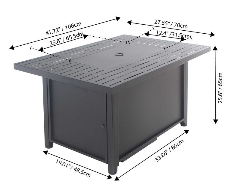 Foyer-table Blaze convertible au propane ou au gaz naturel de 42 po (L) et de 50 000 BTU en métal