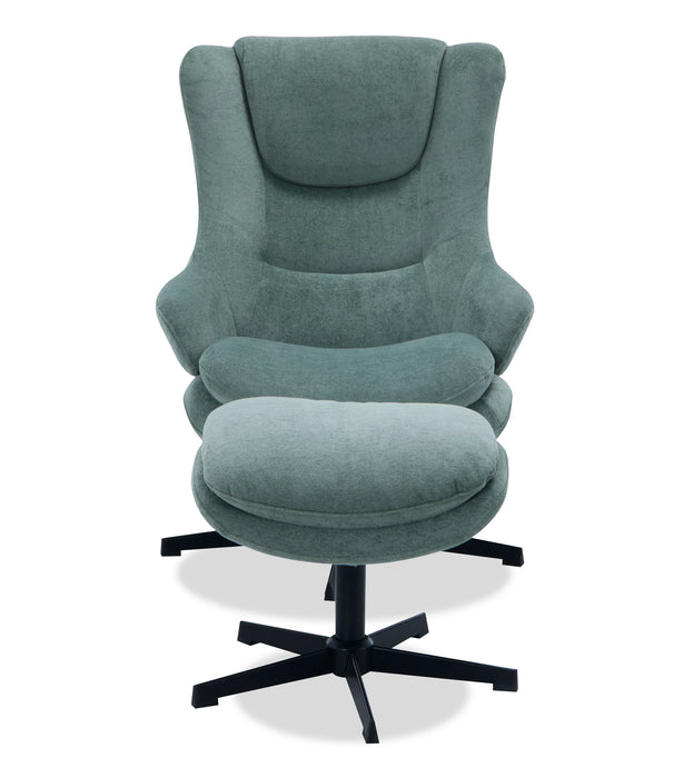 Fauteuil d’appoint inclinable antistress Bliss de 29,1 po en tissu de chenille avec repose-pieds - vert