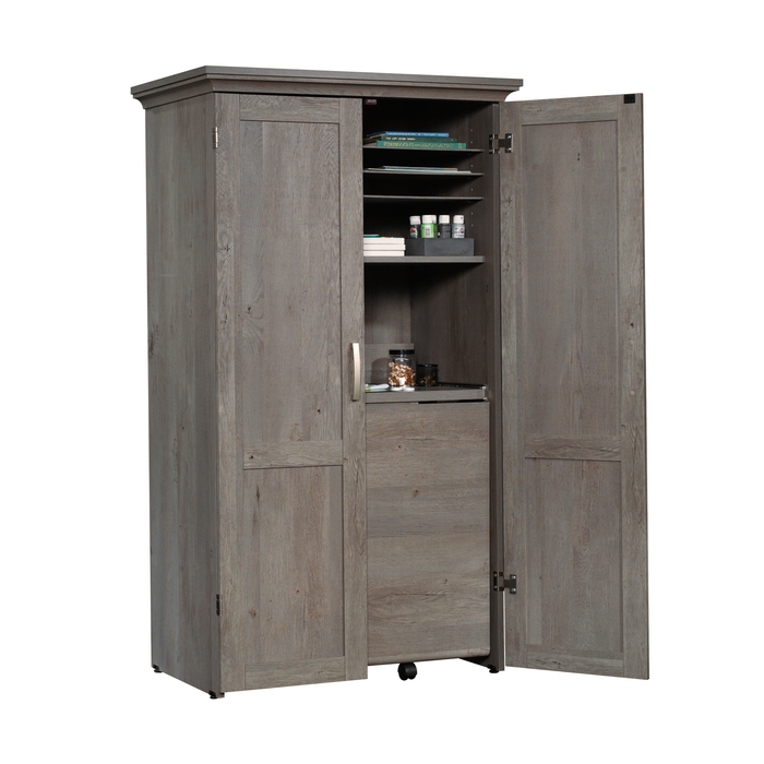 Armoire décorative de rangement Boon de 35,12 po avec surface de travail pliable - chêne mystique