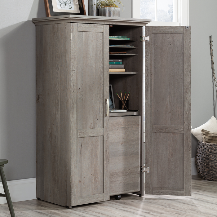 Armoire décorative de rangement Boon de 35,12 po avec surface de travail pliable - chêne mystique