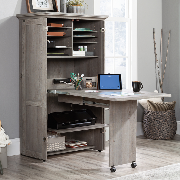 Armoire décorative de rangement Boon de 35,12 po avec surface de travail pliable - chêne mystique