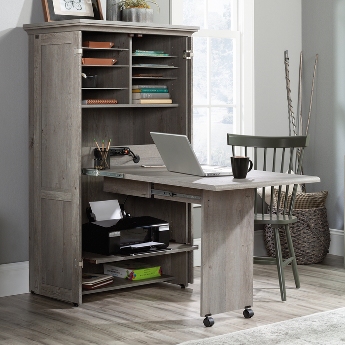 Armoire décorative de rangement Boon de 35,12 po avec surface de travail pliable - chêne mystique