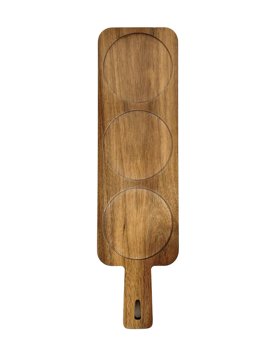 Ensemble de service S&CO 4 pièces avec bols et planche - porcelaine et bois