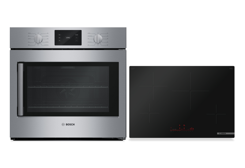 Surface de cuisson à induction de 30 po et four mural électrique de 4,6 pi3 de Bosch - noir et acier inoxydable