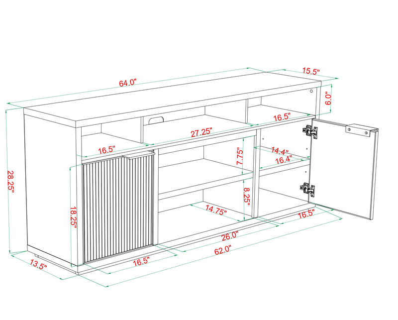 Meuble audio-vidéo Brenner de 104 po 3 pièces avec rangement pour téléviseurs jusqu’à 60 po - anthracite 