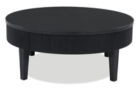 Table à café ronde contemporaine Calum de 42,13 po avec rangement - noire